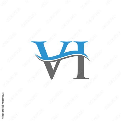 Initial VI Letter Linked Logo. Creative Letter VI Logo Vector With Blue ...