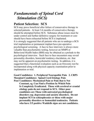Spinal Cord Stimulation Primer | PDF