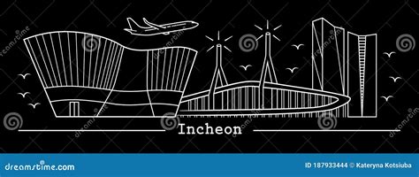 Incheon City Skyline Golden Silhouette. Cartoon Vector | CartoonDealer ...