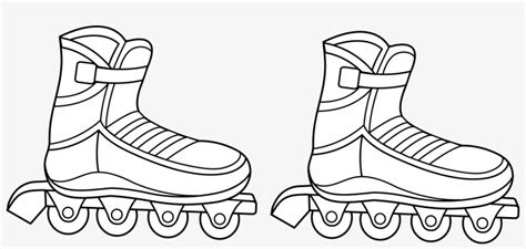 Jpg Black And White Library Roller Skates Clipart Draw - Line Skating Clipart Black And White ...