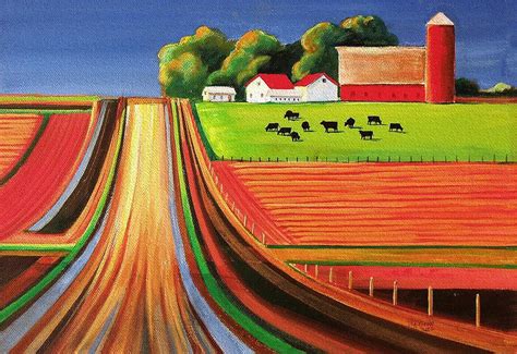 Folk Art Farm Painting by Toni Grote