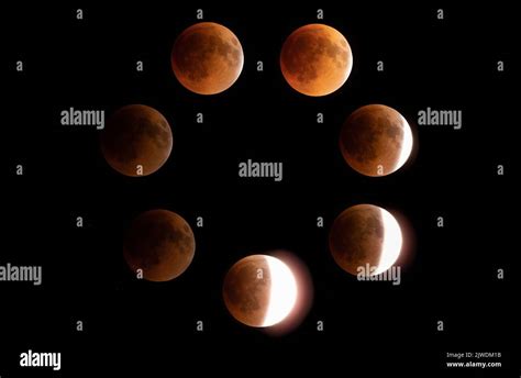 Circular timelapse of lunar eclipse stages Stock Photo - Alamy