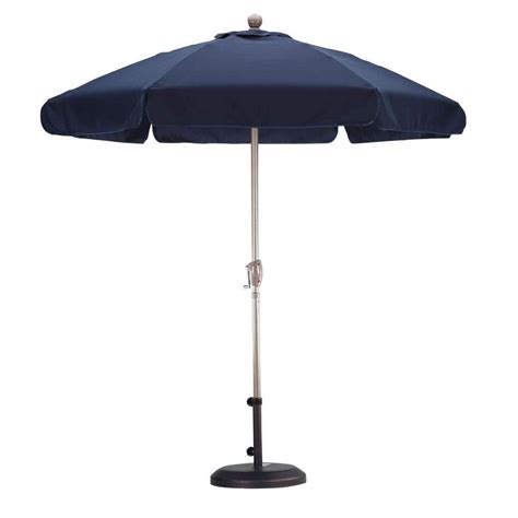 California Umbrella 7-1/2 ft. Fiberglass Push Tilt Patio Umbrella in Pacific Blue SpunPoly ...