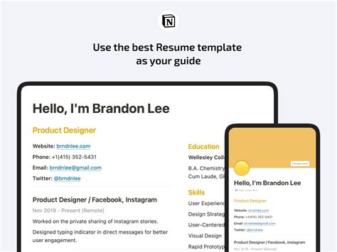 Notion Resume Template by Misha Dupliakin on Dribbble