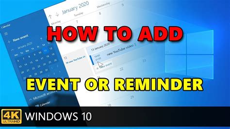 Windows 10: How to add event or reminder to calendar. - YouTube