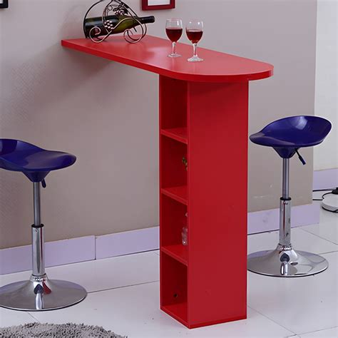 Modern Free Form Wooden Bar Table with Storage and Pedestal Base - 31.5 ...
