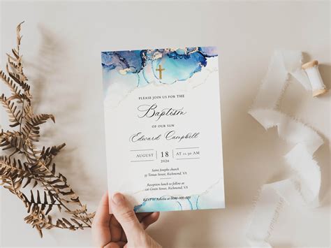 Baptism Invitation Template Baptism Invite for Boy - Etsy