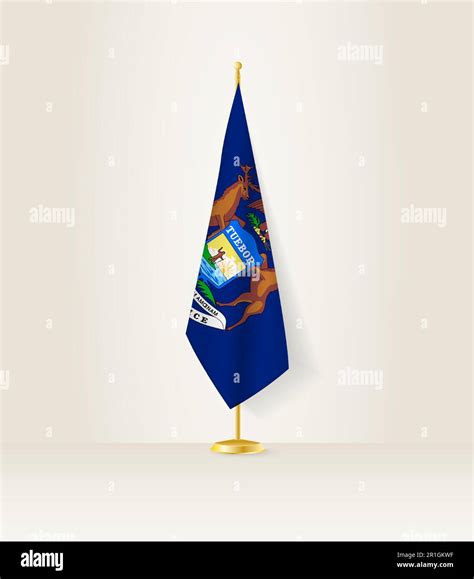 Michigan flag on a flag stand. Vector illustration Stock Vector Image ...