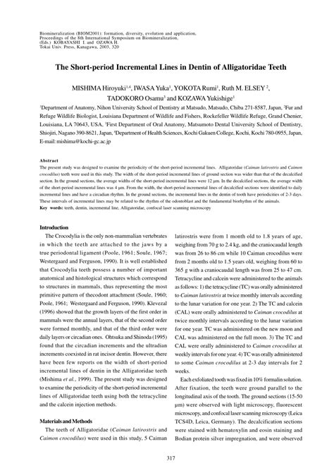 (PDF) The Short-period Incremental Lines in Dentin of Alligatoridae Teeth