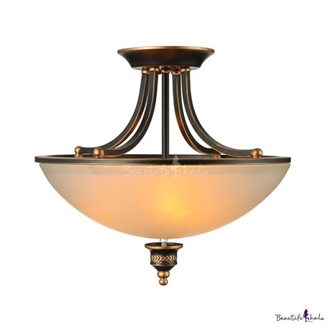 Antique Bronze 18'' Wide White Glass LED Semi-Flush Ceiling Light ...