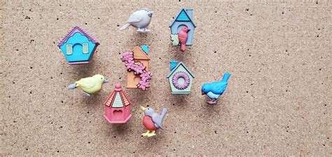 Bird House Push Pins Bird Push Pins Cork Board Pins - Etsy