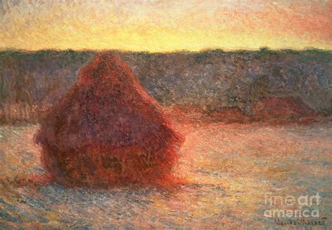 Haystacks At Sunset Painting by Claude Monet