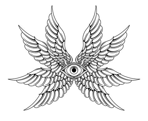 Vector Eye with angel wings tribal tattoo 25398108 Vector Art at Vecteezy