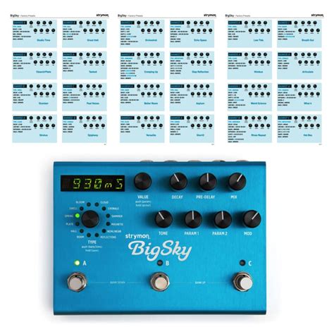 Strymon Big Sky Reverb Pedal Settings / Presets | Sound Affects Premier