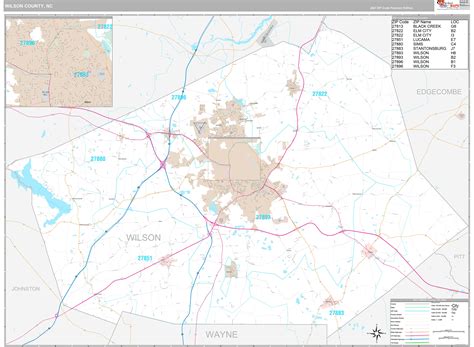 Wilson County, NC Wall Map Premium Style by MarketMAPS - MapSales.com