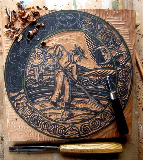 woodblock carving process | This is a block being carved fro… | Flickr