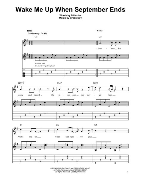 Wake Me Up When September Ends by Green Day - Easy Guitar Tab - Guitar Instructor