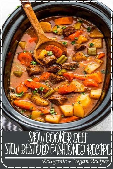 SLOW COOKER BEEF STEW BEST OLD FASHIONED RECIPE - Kitchen Stacey