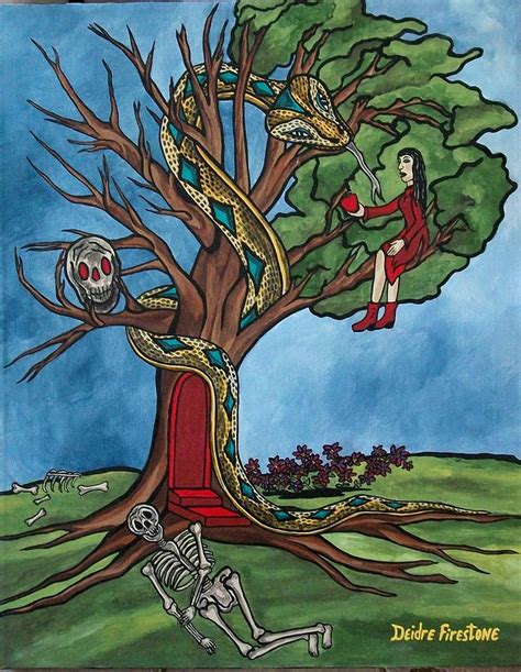 Tree Of Life Temptation And Death Painting by Deidre Firestone