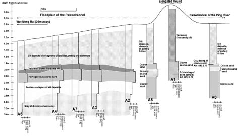 A cross-sectional diagram of the floodplain stratigraphy revealed by... | Download Scientific ...