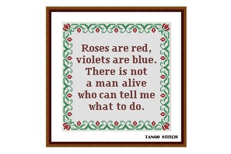 Roses Are Red Meme Funny Cross Stitch Graphic by Tango Stitch ...