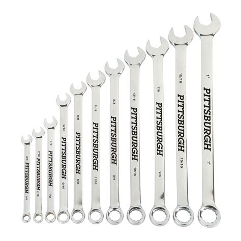 11 Piece SAE Highly Polished Long Handle Combination Wrench Set