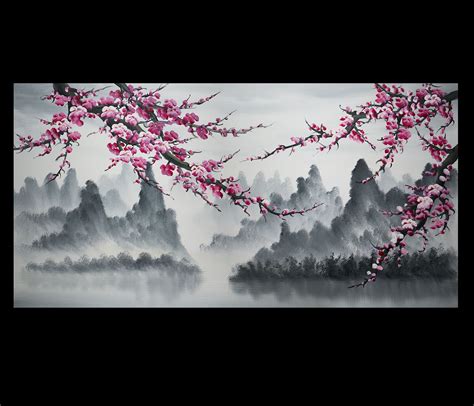 Original Modern Abstract Art Chinese Cherry Blossom Painting | Cherry blossom painting, Cherry ...