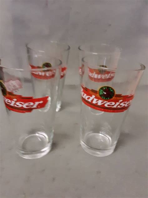 Budweiser Beer Classic American Lager Beer Pint Glasses Advertising Beer Glasses Set of 4 Beer ...