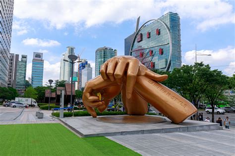 Gangnam Style Statue In Front Of Coex Mall In The Gangnam District In Seoul City Stock Photo ...