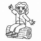 Happy Girl Sitting On The Log Isolated Coloring Stock Illustration  sketch template
