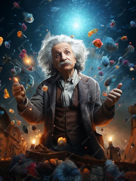 Premium AI Image | Albert Einstein with Science Cosmic Background