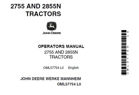 John Deere 2755 and 2855N Tractors Operator’s Manual