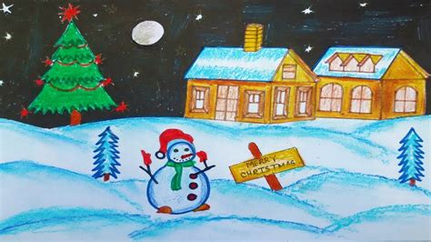 Christmas Scenery Drawing at GetDrawings | Free download