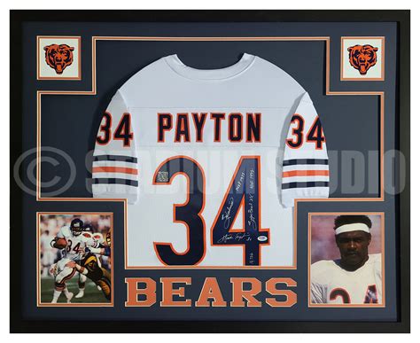 Walter Payton Autographed Framed Bears White Jersey - The Stadium Studio