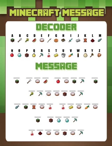 http://www.freeminecraftprintables.com/2015/01/decoder.html | Minecraft party activities ...