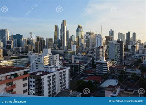 Panama City Skyline in Panama at Sunset Editorial Photo - Image of ...