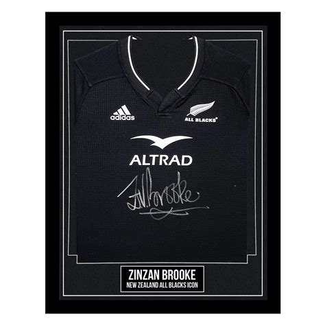 Signed Zinzan Brooke Framed Shirt - New Zealand All Blacks Icon