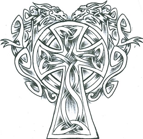 Simple Celtic Dragons Cross Tattoo Design - ClipArt Best - ClipArt Best