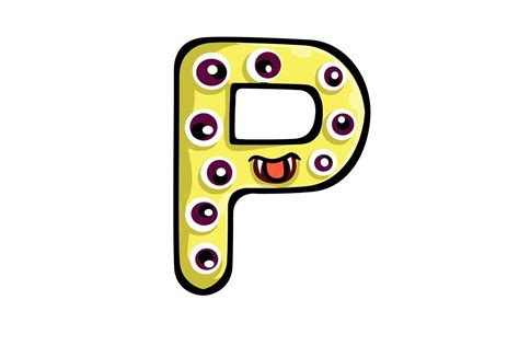 The Alphabet Eyes P Monster Character Graphic by holycatart · Creative Fabrica