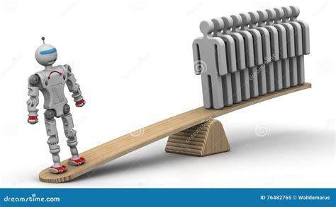 Comparison of the Efficiency of the Robot and the Person Stock Illustration - Illustration of ...