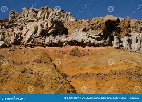 Cliff with Volcanic Tuff and Basaltic Rock. Stock Image - Image of ...