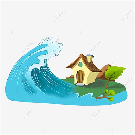 Nature Disaster PNG Picture, Tsunami Natural Disaster, Flood, Tsunami, Houses PNG Image For Free ...