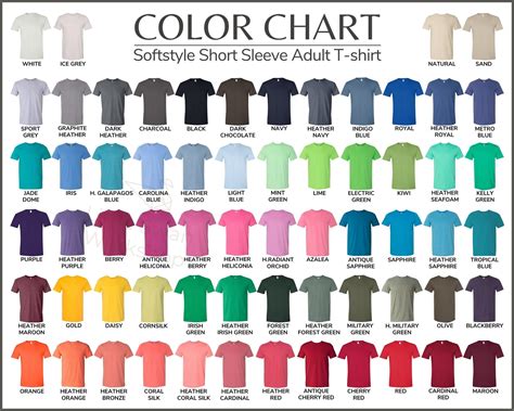 Gildan T-shirt Color Chart
