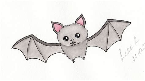 How to Draw a Cute Cartoon Bat Easy Step by Step - Halloween Drawings | Cute halloween drawings ...