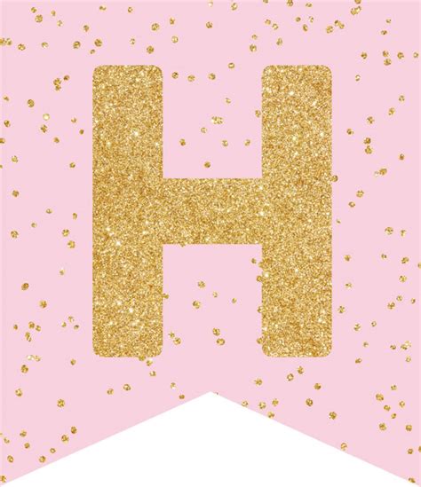 Pink and Gold Glitter Happy Birthday Banner Printable - Etsy