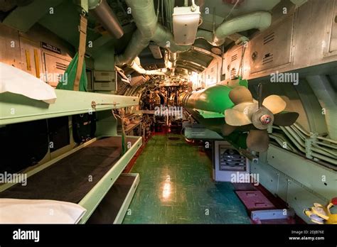 Inside the American submarine, USS Growler at the Intrepid museum at ...