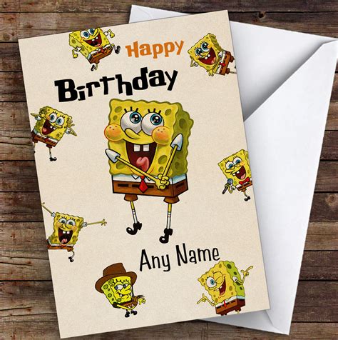 Spongebob SquarePants Vintage Children's Kids Personalised Birthday Card - The Card Zoo