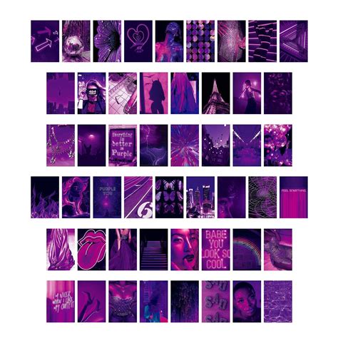 Buy TYEQWT 50 Pcs Purple Aesthetic Picture, Neon Collage Kit, Wall Collage s, VSCO Room Decor ...