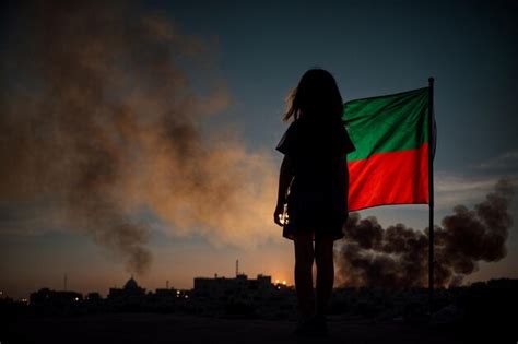 Premium AI Image | A young child girl with a Palestine flag seeing ...