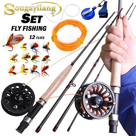 Fly Fishing Rod Combos 4 Sections Fly Fishing Rod with ABS Hard Plastic ...